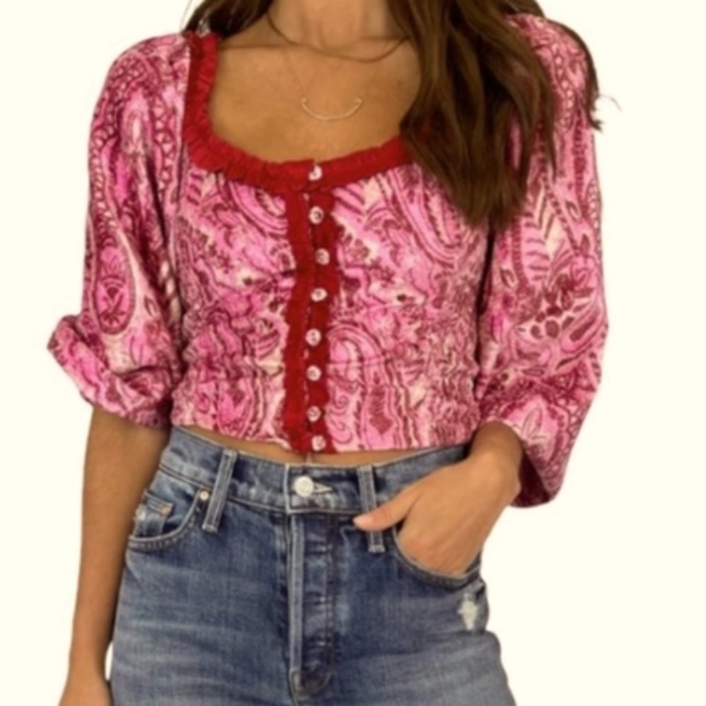 Free People Dare Me Velvet Blouse in Retro